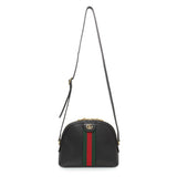 Gucci Black Calfskin GG Web Small Dome Shoulder Bag Handbags Gucci