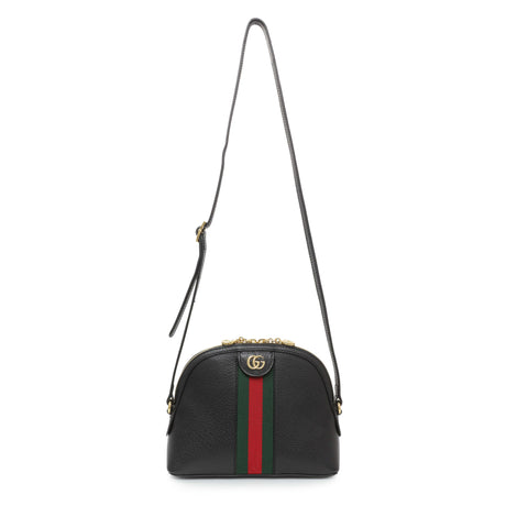 Gucci Black Calfskin GG Web Small Dome Shoulder Bag Handbags Gucci