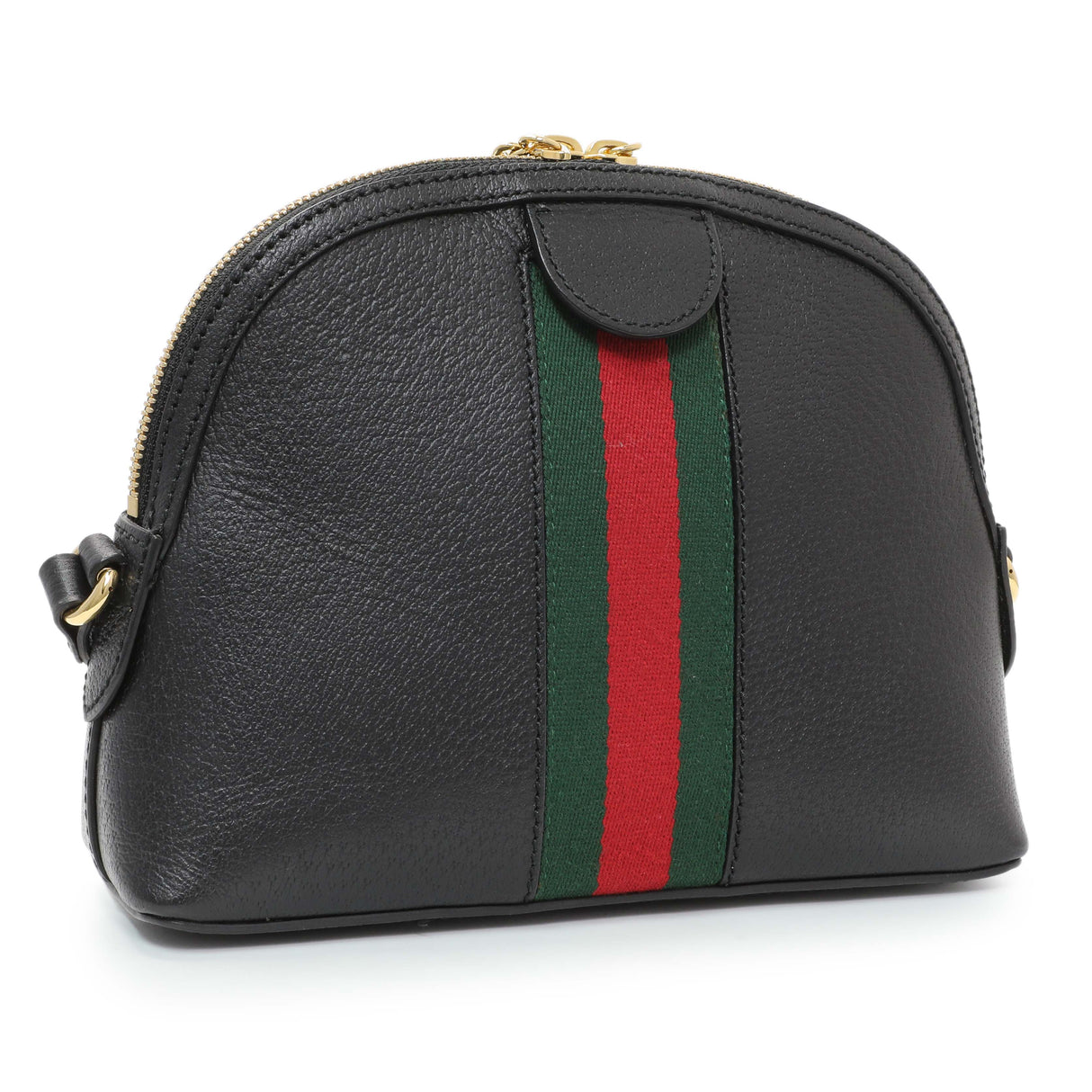 Gucci Black Calfskin GG Web Small Dome Shoulder Bag Handbags Gucci