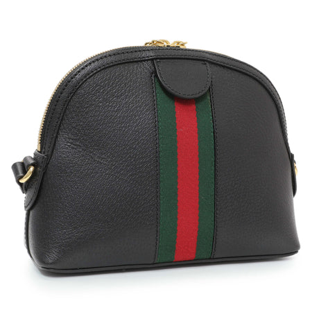 Gucci Black Calfskin GG Web Small Dome Shoulder Bag Handbags Gucci