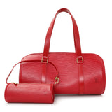 Louis Vuitton Red Epi Soufflot w/ Pouch Handbags Louis Vuitton