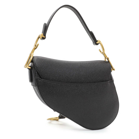 Christian Dior Black Grained Calfskin Mini Saddle Bag Handbags Christian Dior