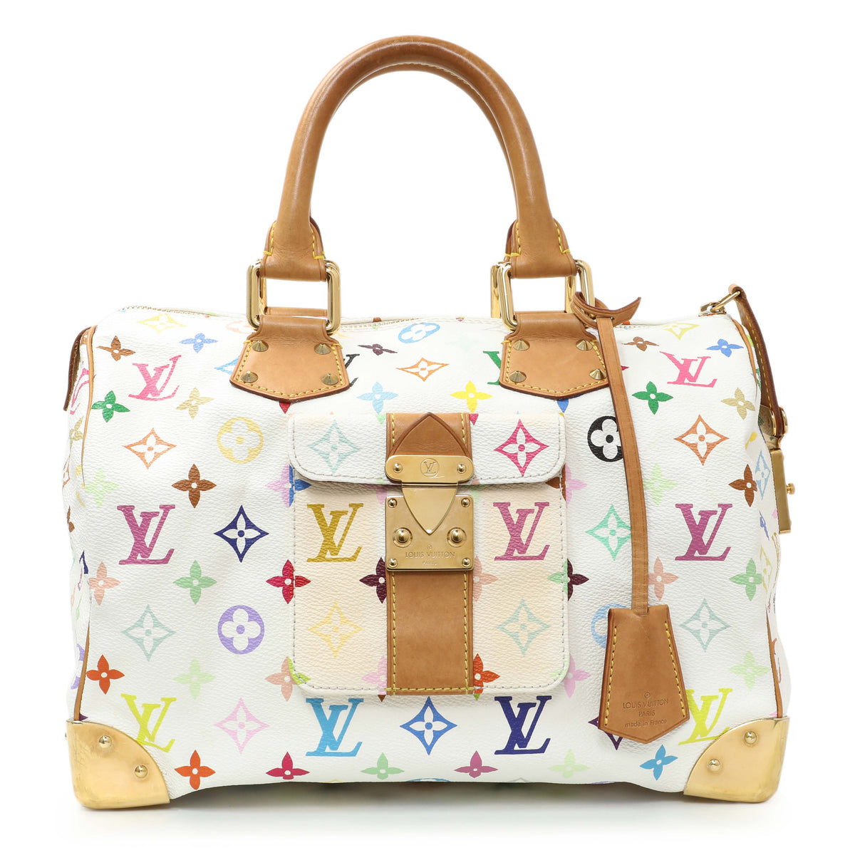 Louis Vuitton White Multicolor Speedy 30 Handbags Louis Vuitton