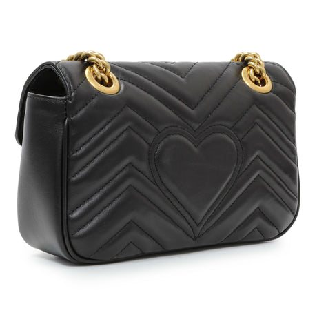 Gucci Black Calfskin Matelasse Mini GG Marmont Shoulder Bag