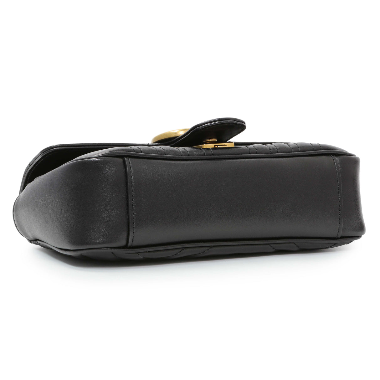 Gucci Black Calfskin Matelasse Mini GG Marmont Shoulder Bag Handbags Gucci