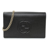 Gucci Black Pebbled Calfskin Soho Wallet on Chain Handbags Gucci