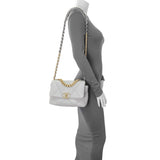 Chanel Grey Quilted Medium Chanel 19 Flap Handbags Chanel