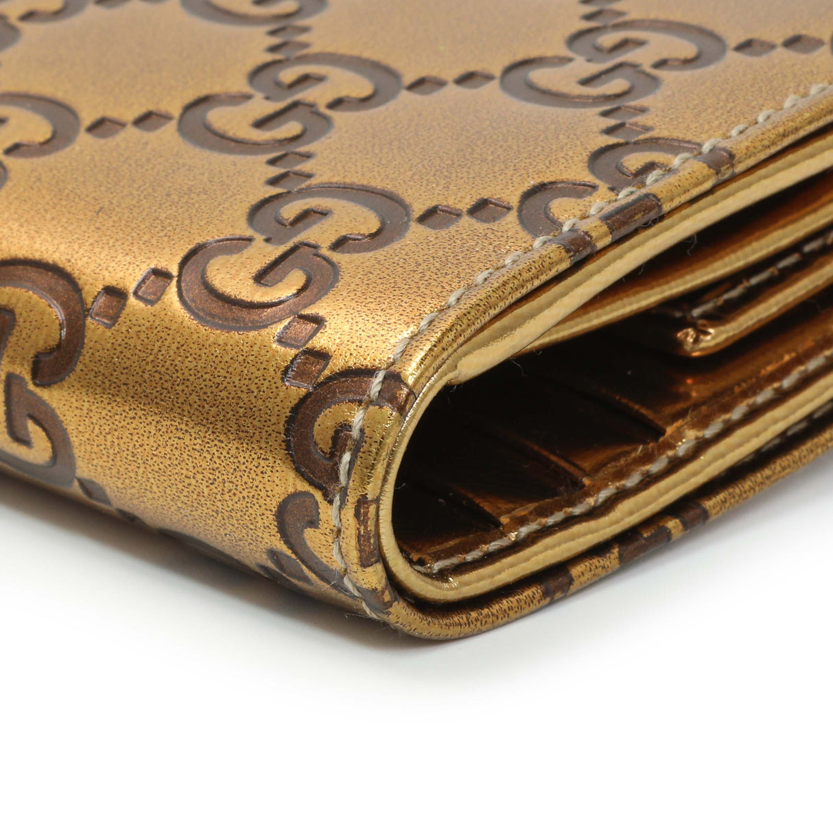 Gucci Bronze Guccissima Compact Wallet Accessories Gucci