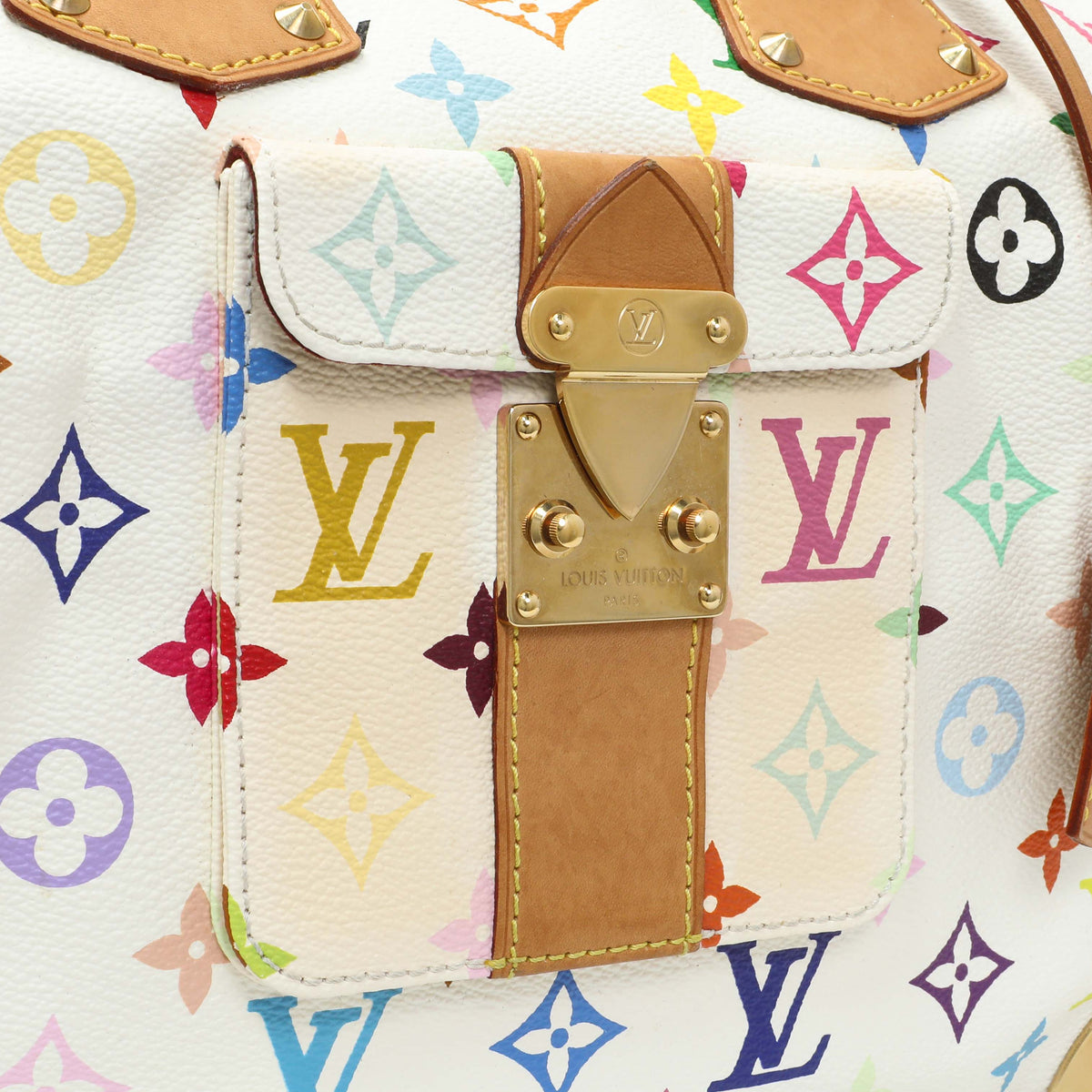 Louis Vuitton White Multicolor Speedy 30 Handbags Louis Vuitton