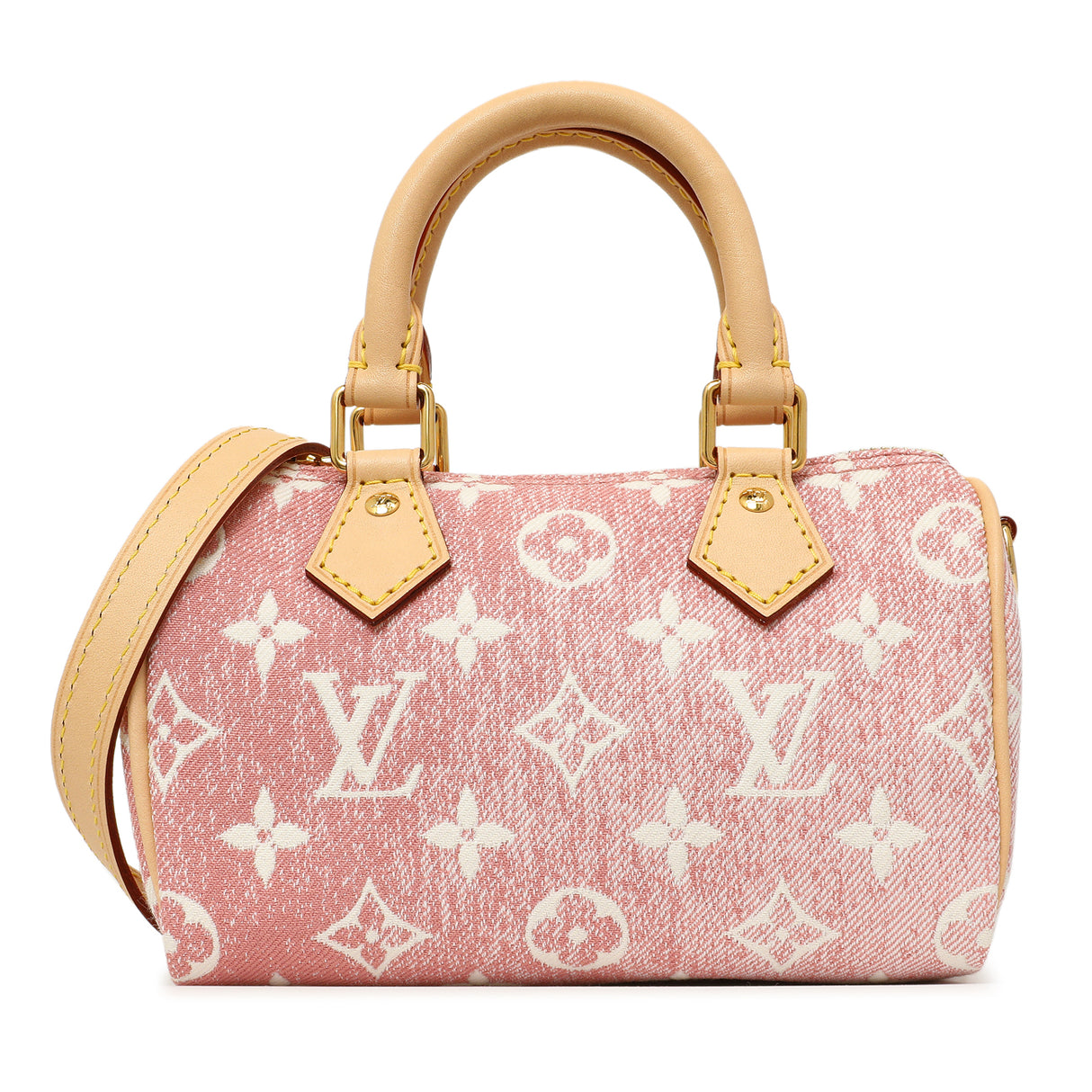 Louis Vuitton Pink Monogram Denim Nano Speedy Handbags Louis Vuitton