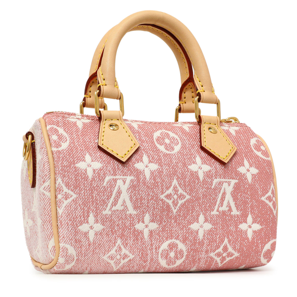 Louis Vuitton Pink Monogram Denim Nano Speedy Handbags Louis Vuitton