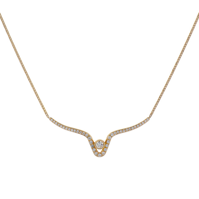 14K Yellow Gold Lavaliere 0.66 Carat Diamond Necklace Fine Jewellery Modaselle