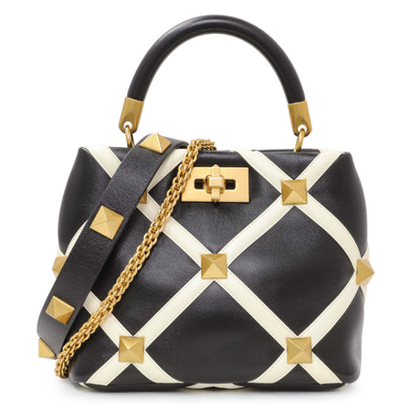 Valentino Black Nappa Small Roman Stud The Handle Bag Handbags Valentino