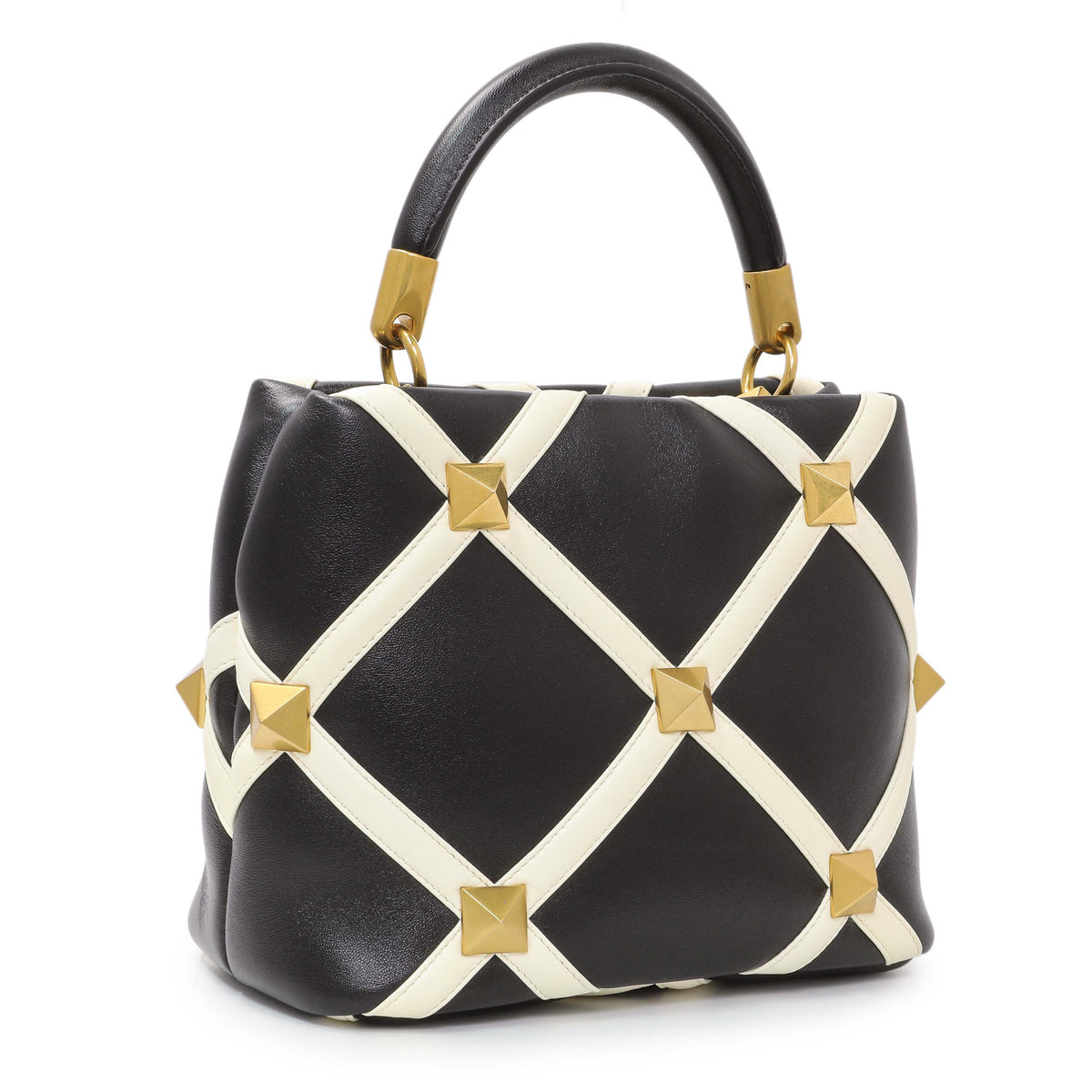 Valentino Black Nappa Small Roman Stud The Handle Bag Handbags Valentino