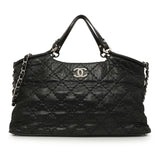 Chanel Black Iridescent Quilted Calfskin Sea Hit Tote