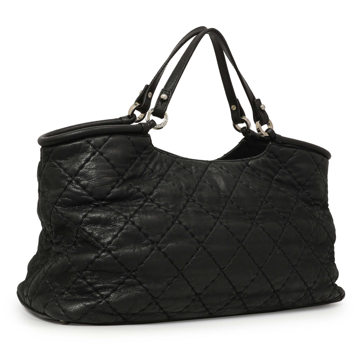 Chanel Black Iridescent Quilted Calfskin Sea Hit Tote