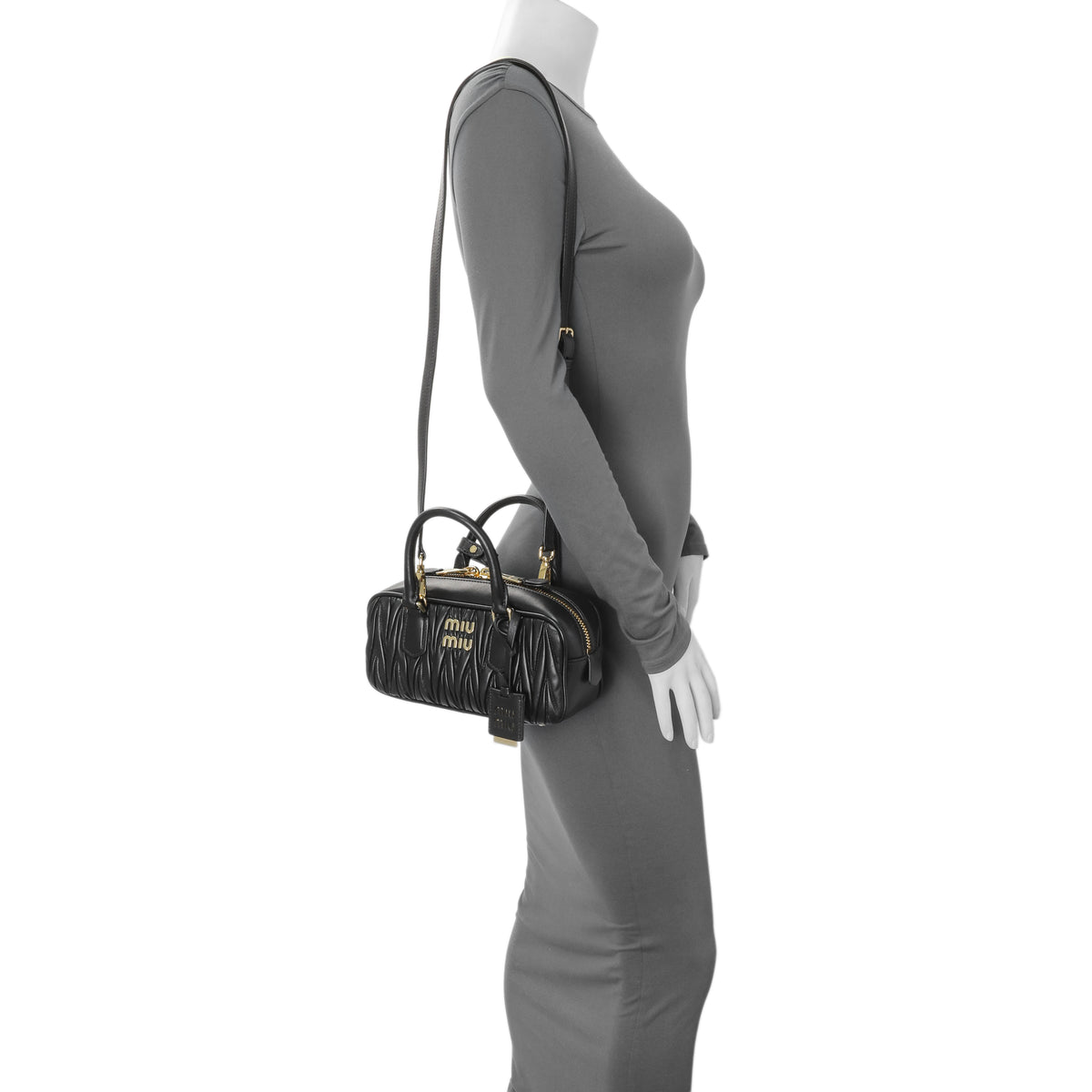 Miu Miu Black Nappa Leather Arcadie Matelasse Bag Handbags Miu Miu