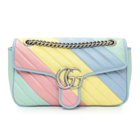 Calfskin Matelasse Diagonal Small GG Marmont Shoulder Bag Handbags Gucci