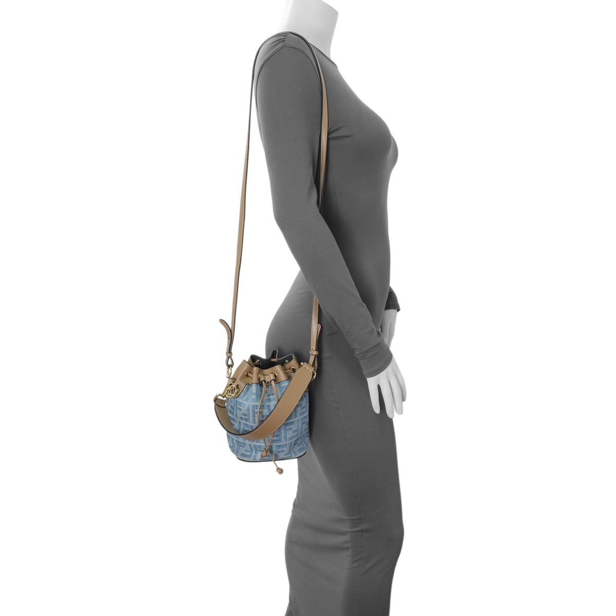 Fendi Denim Mini Mon Tresor Bucket Bag Handbags Fendi