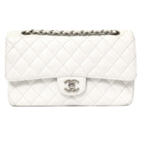 Chanel White Quilted Caviar Medium Classic Double Flap