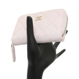 Chanel Light Pink Quilted Caviar Zip Coin Wallet Accessories Chanel