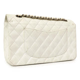 Chanel White Quilted Caviar Medium Classic Double Flap