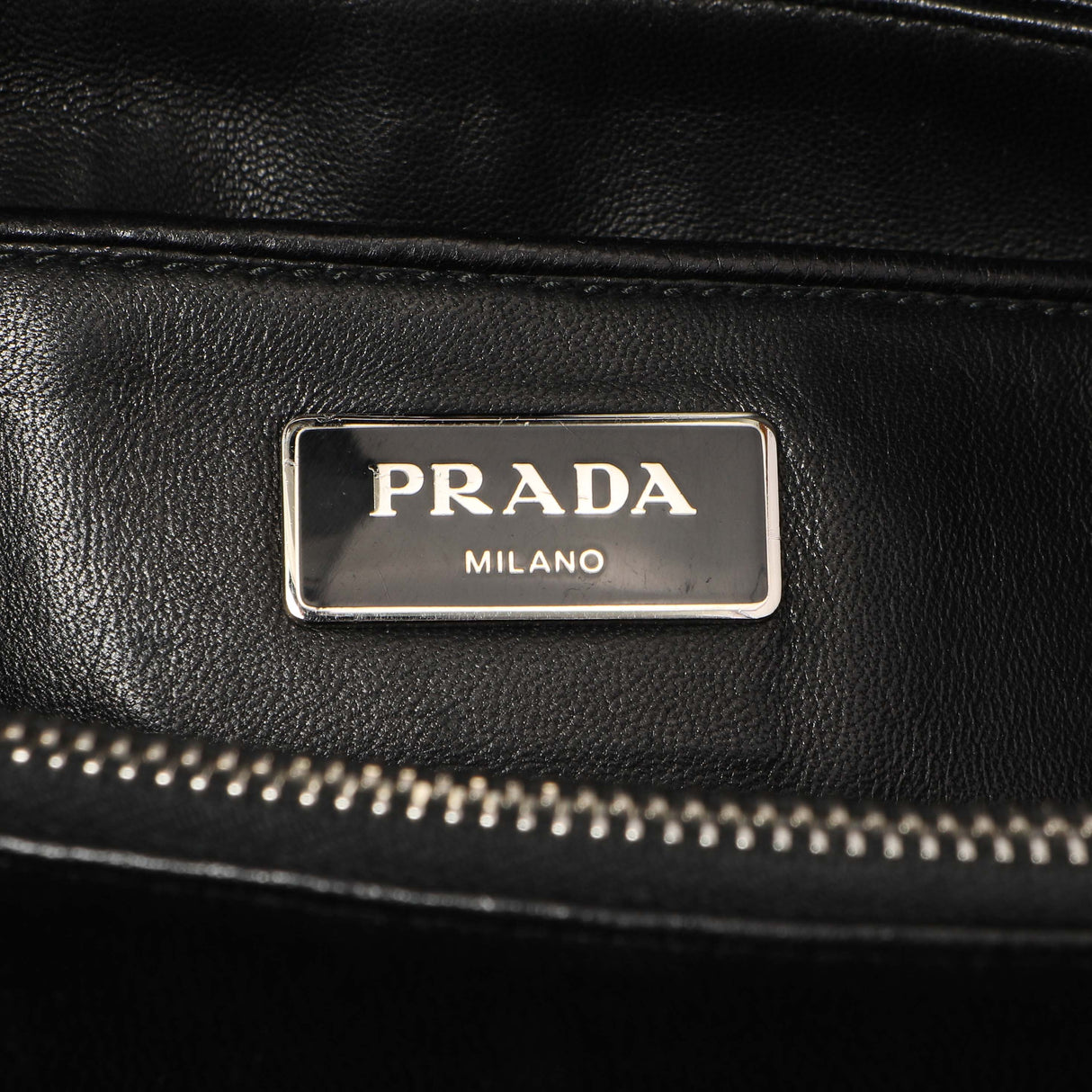 Prada Black Nappa Gaufre Double Handle Tote