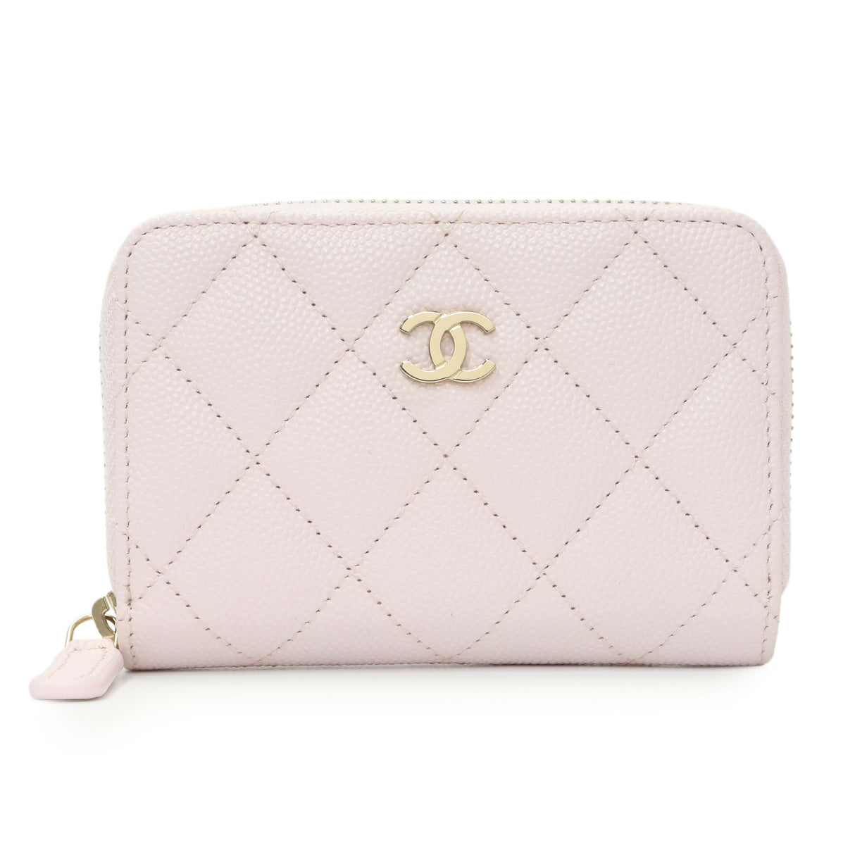 Chanel Light Pink Quilted Caviar Zip Coin Wallet Accessories Chanel