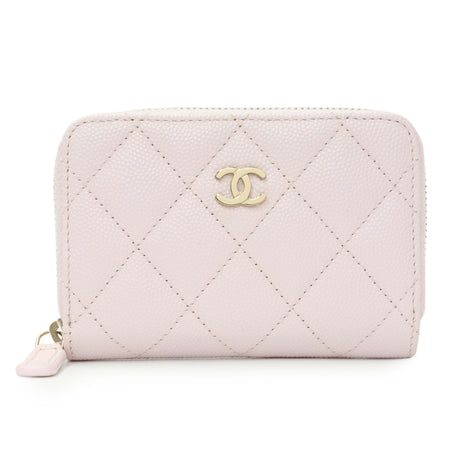 Chanel Light Pink Quilted Caviar Zip Coin Wallet Accessories Chanel