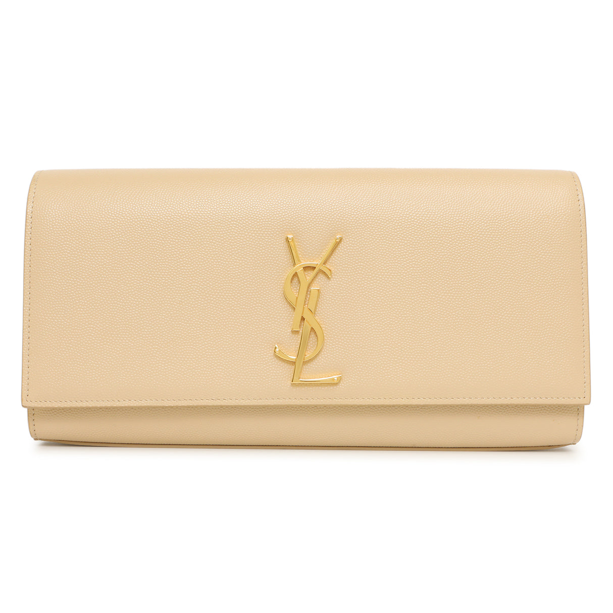 Saint Laurent Beige Grain De Poudre Monogram Cassandre Clutch