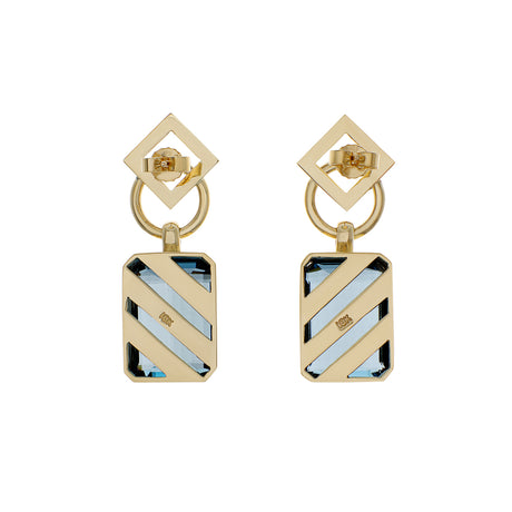 18K Yellow Gold 38.58 Carat Blue Topaz Earrings