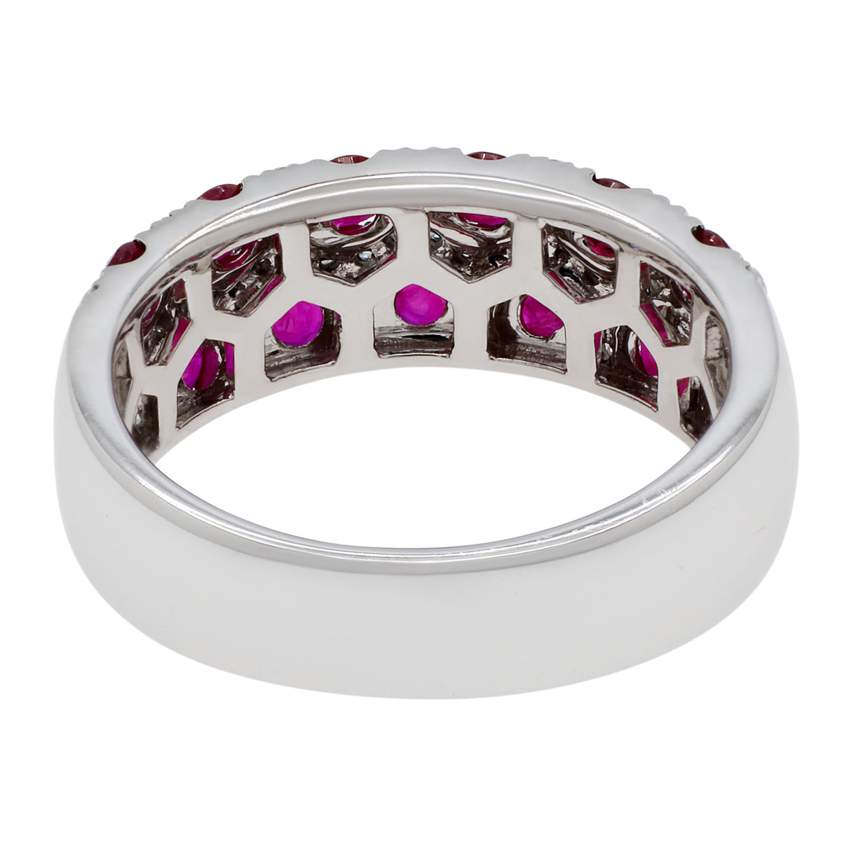 14K White Gold Ruby Diamond Ring