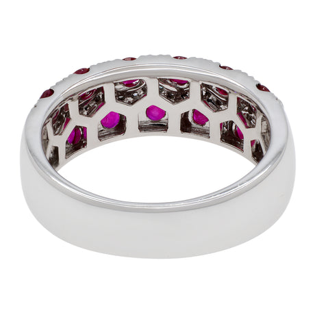 14K White Gold Ruby Diamond Ring