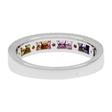 18K White Gold 0.88 Carat Rainbow Sapphire Diamond Ring