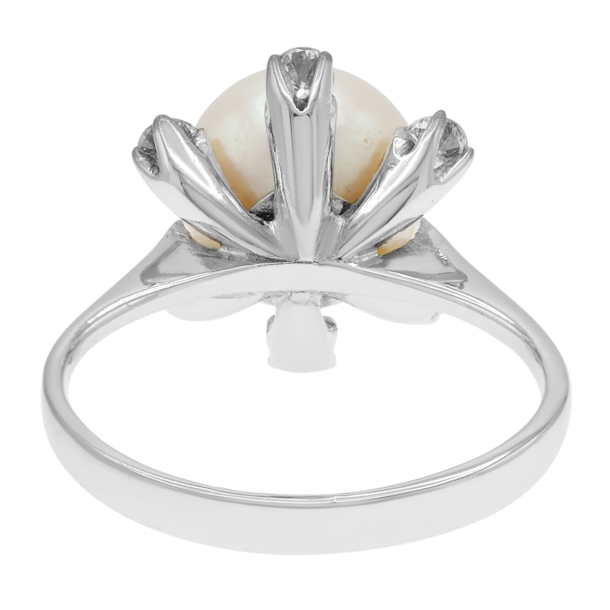 14K White Gold Akoya Pearl Ring