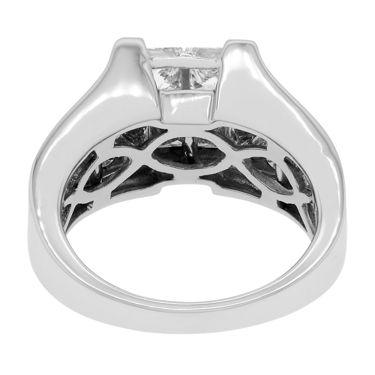 18K White Gold 3.48 Carat Princess Cluster Ring