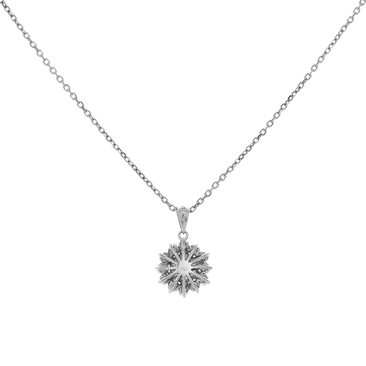 18K White Gold 1.02 Carat Cluster Diamond Pendant