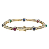 14K Yellow & White Gold Sapphire Emerald Ruby Bracelet