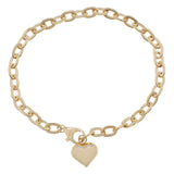 18K Yellow Gold Heart Charm Link Bracelet