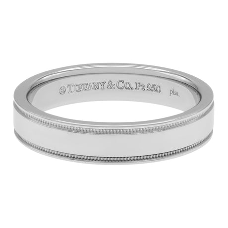 Tiffany & Co. Platinum Diamond Double Milgrain Band Ring