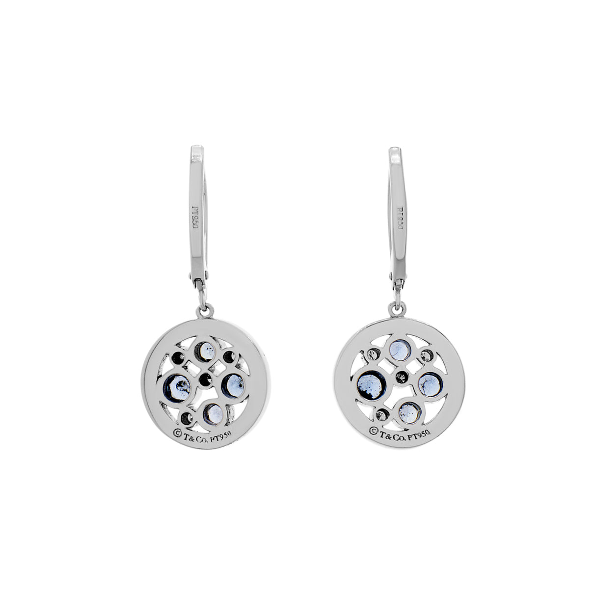 Tiffany & Co. Platinum Diamond Sapphire Cobblestone Earrings