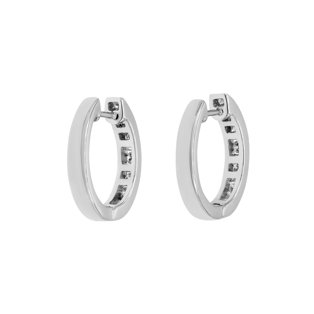 14K White Gold 0.52 Carat Diamond Hoop Earrings