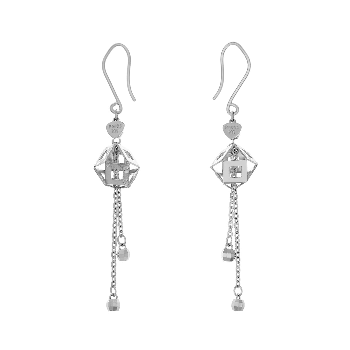 Platinum Geometric Drop Earrings