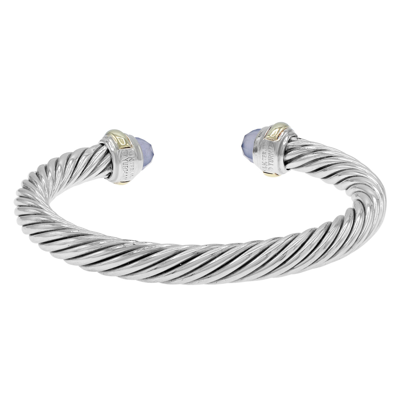 David Yurman Sterling Silver 14K Chalcedony 7mm Cable Classics Bracele Modaselle