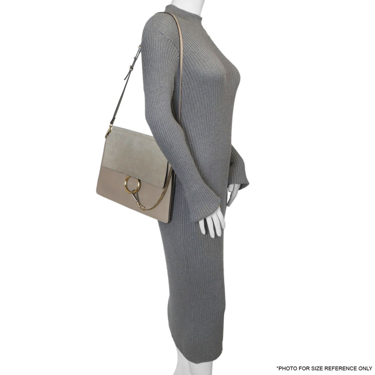 Chloe Grey Calfskin Suede Medium Faye Shoulder Bag