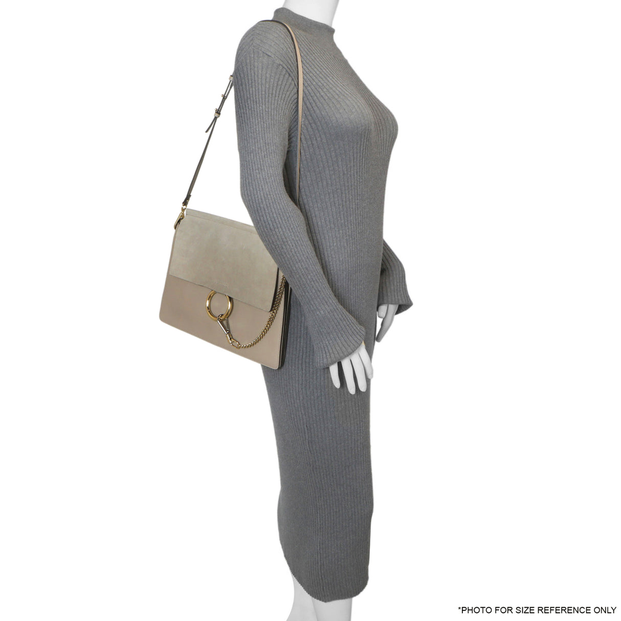 Chloe Grey Calfskin Suede Medium Faye Shoulder Bag