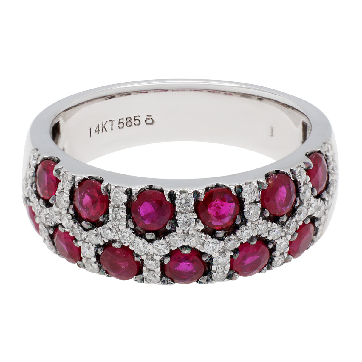 14K White Gold Ruby Diamond Ring