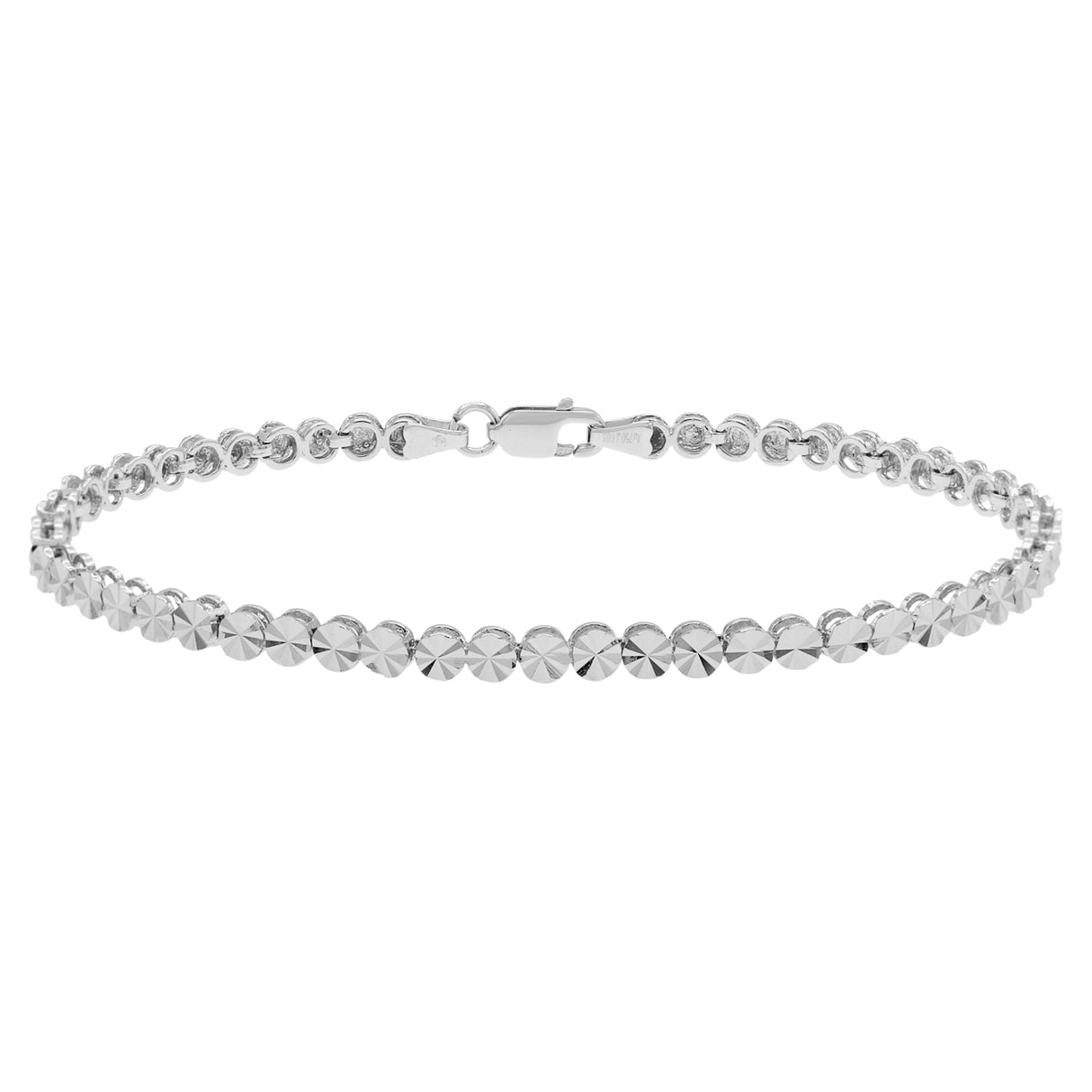 18K White Gold Diamond Cut Bracelet