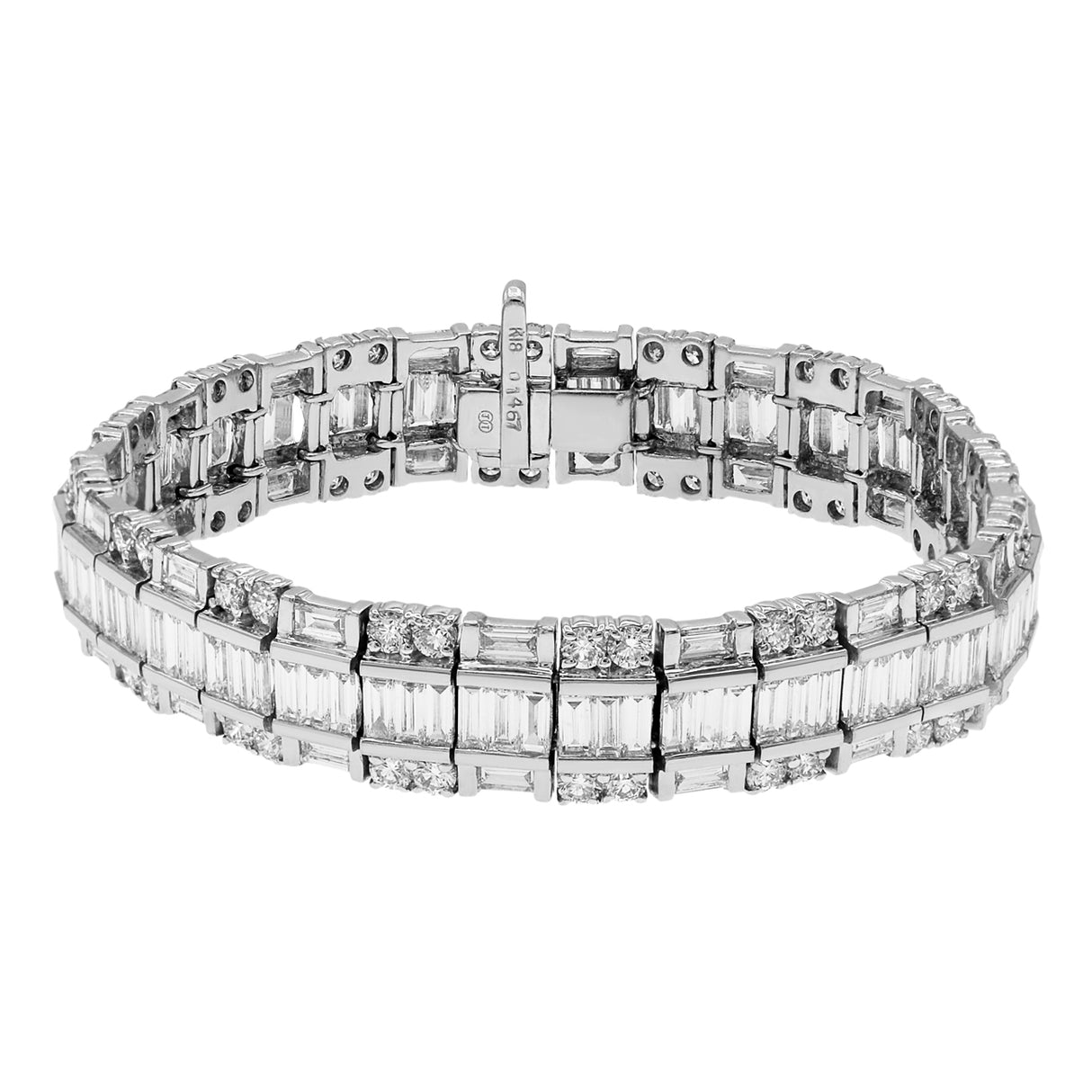 18K White Gold 14.67 Carat Baguette Diamond Bracelet