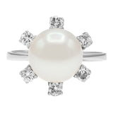 14K White Gold Akoya Pearl Ring